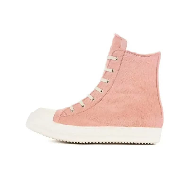 Rick Owens Drkshdw Ramones Fur High Top — 高帮粉色马毛