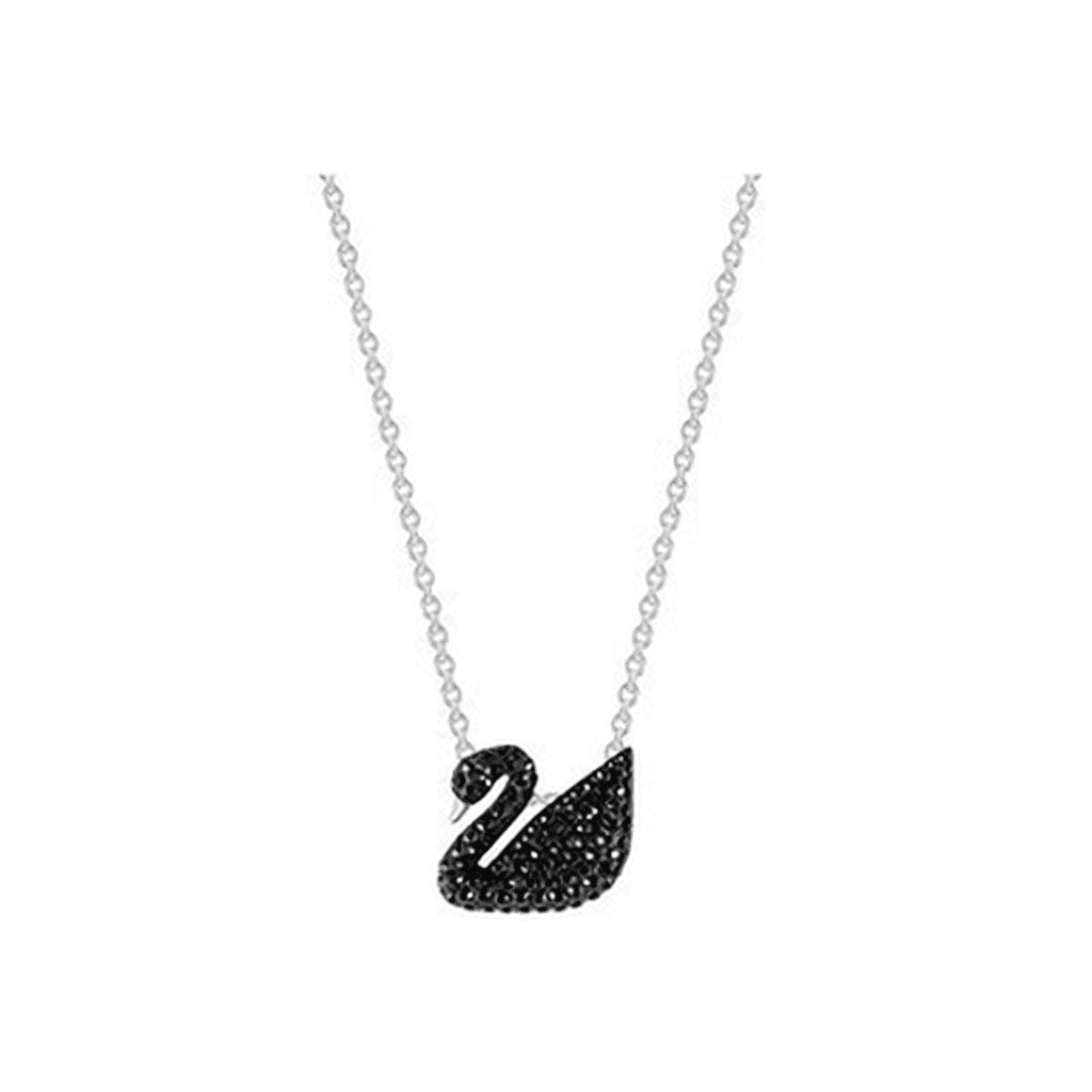 Swarovski Swan Necklace Black Crystal