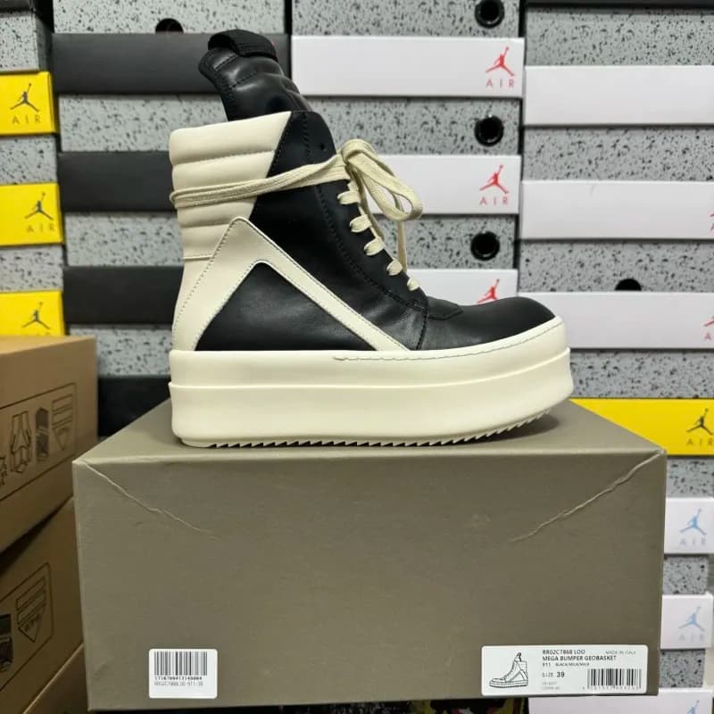 Rick Owens Slashed Low Sneaks White/Pink — 倒三角厚底黑白