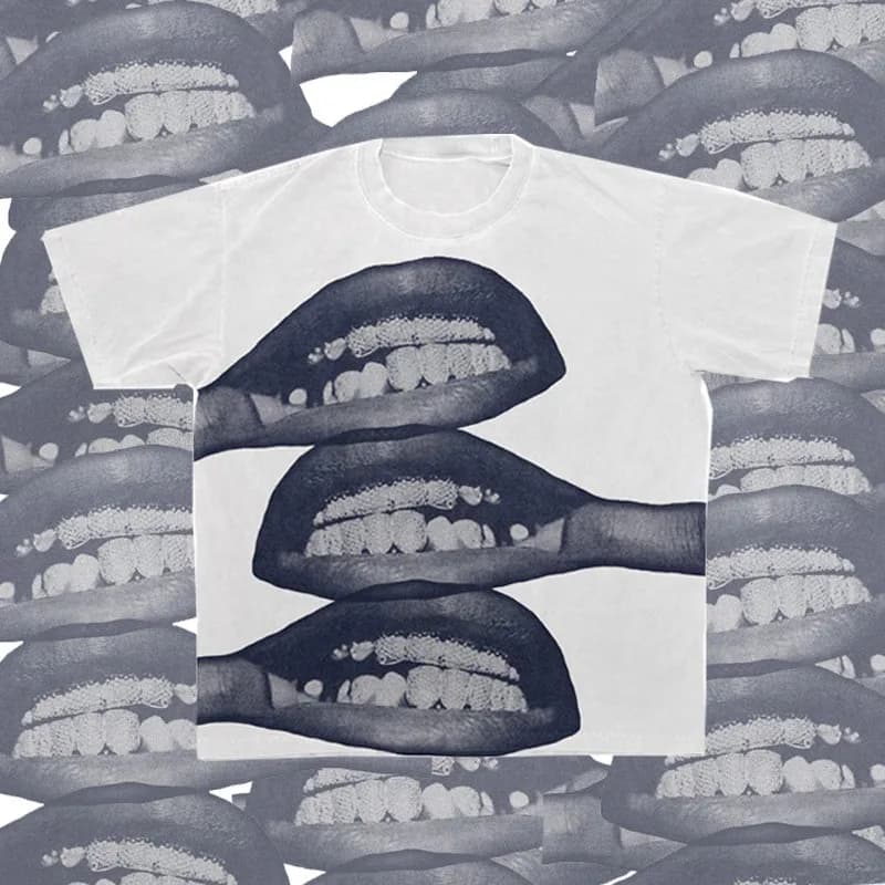 Rick Owens Graphic T-Shirt Triple Lips Print