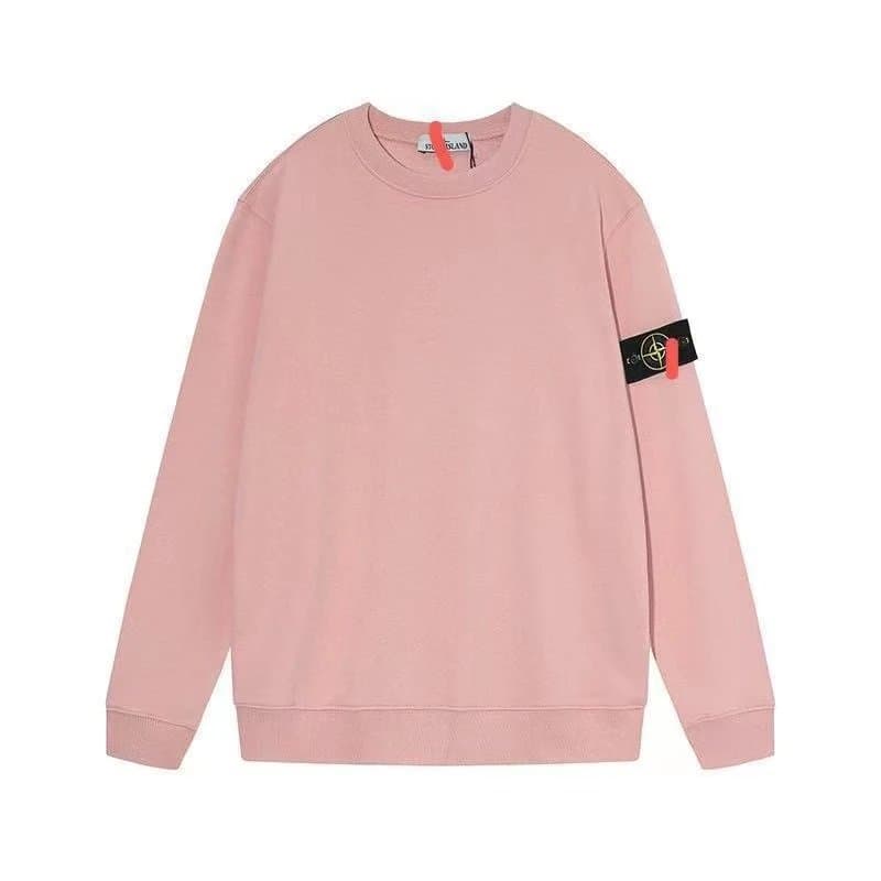 Stone Island Crewneck Sweatshirt Compass Logo Patch — 桃色