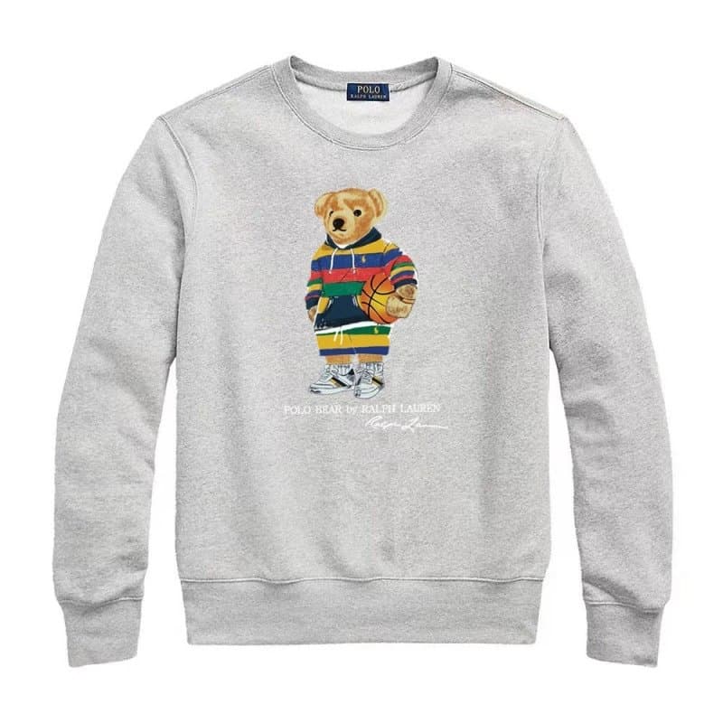 Polo Ralph Lauren Polo Bear Crewneck Sweatshirt Heather Grey with Rainbow Bear Graphic