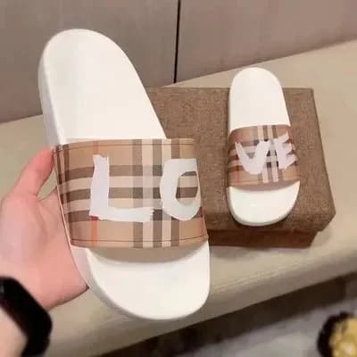 Burberry Slide Sandal Check Logo Strap