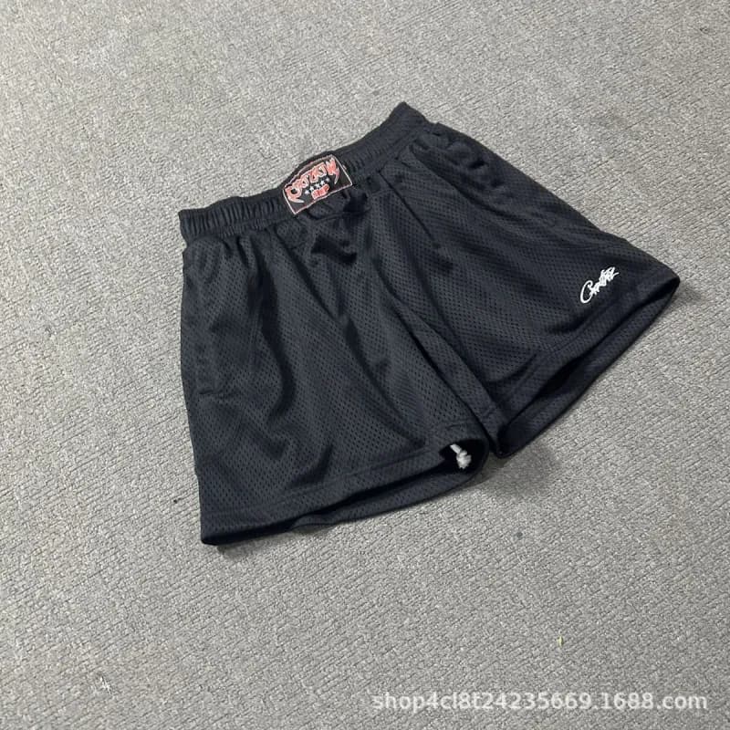 Mesh Shorts Hellstar Logo Patch — 657黑色短裤