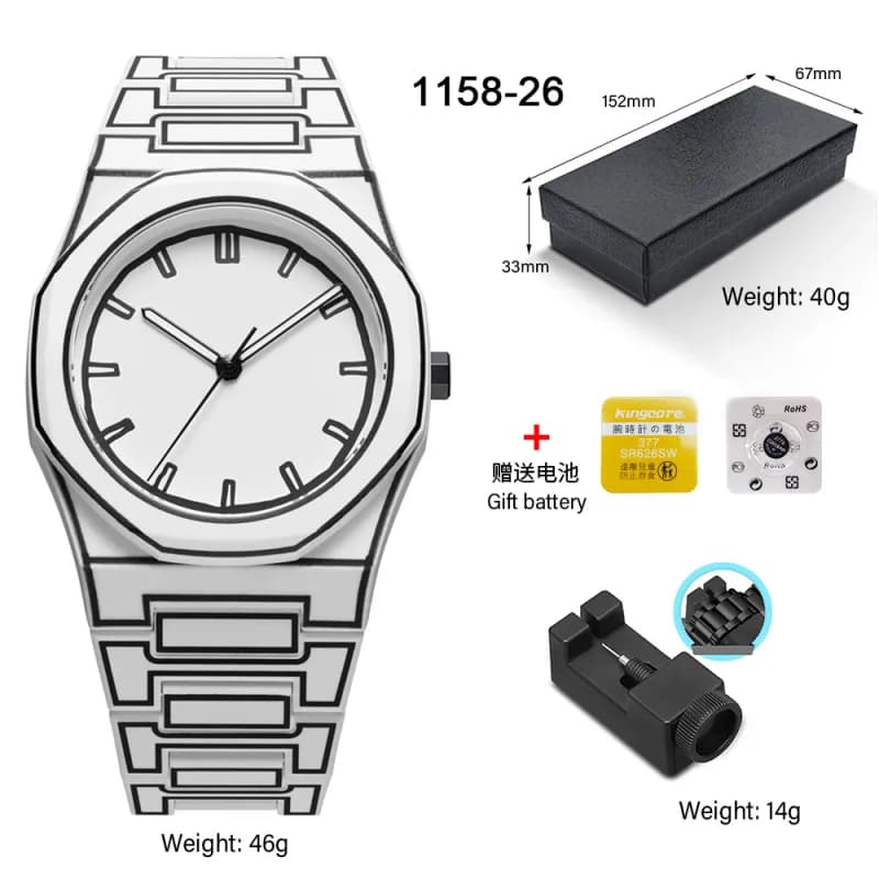 Octagonal Watch Monochrome Outline Design