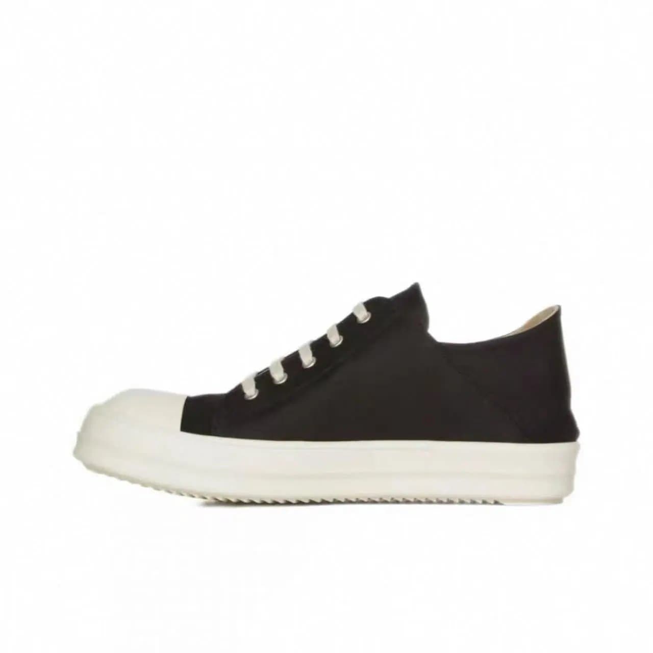 Rick Owens Geobasket Low Brown/White — 黑色帆布半拖