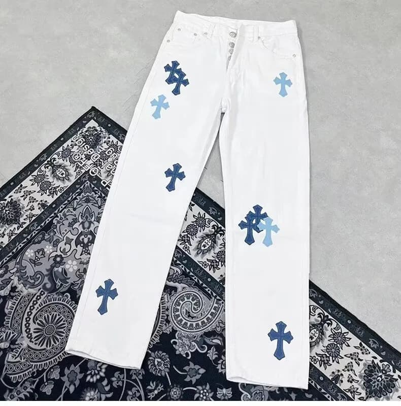 Straight-Leg Jeans Light Wash Distressed — 9912