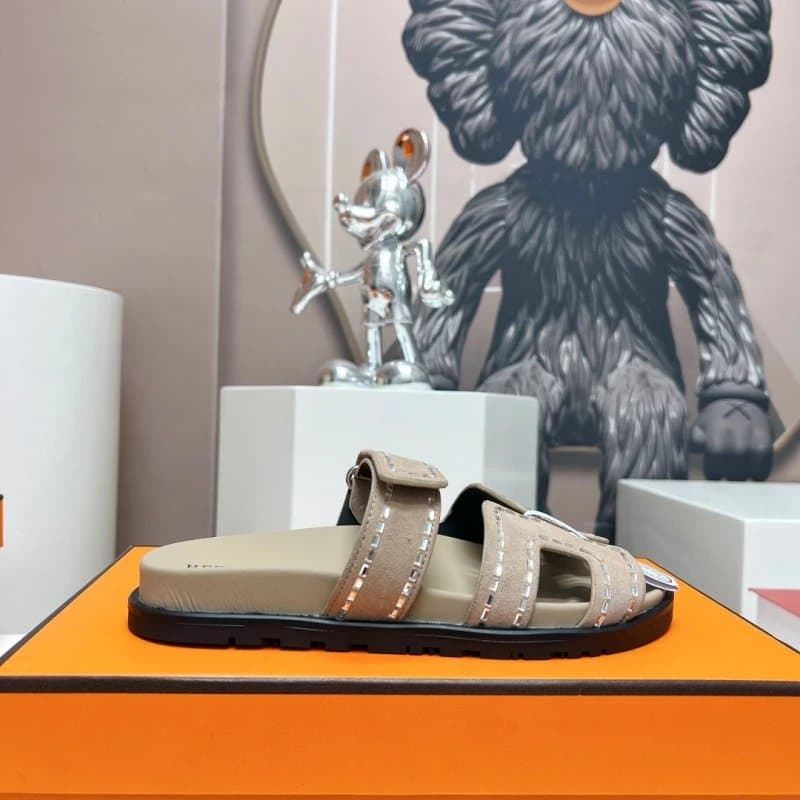 Hermès Oran Sandal Suede with Palladium Hardware