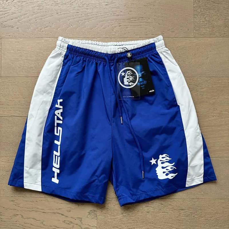 Sp5der Flame Shorts Gradient Flame Print — 751 蓝色