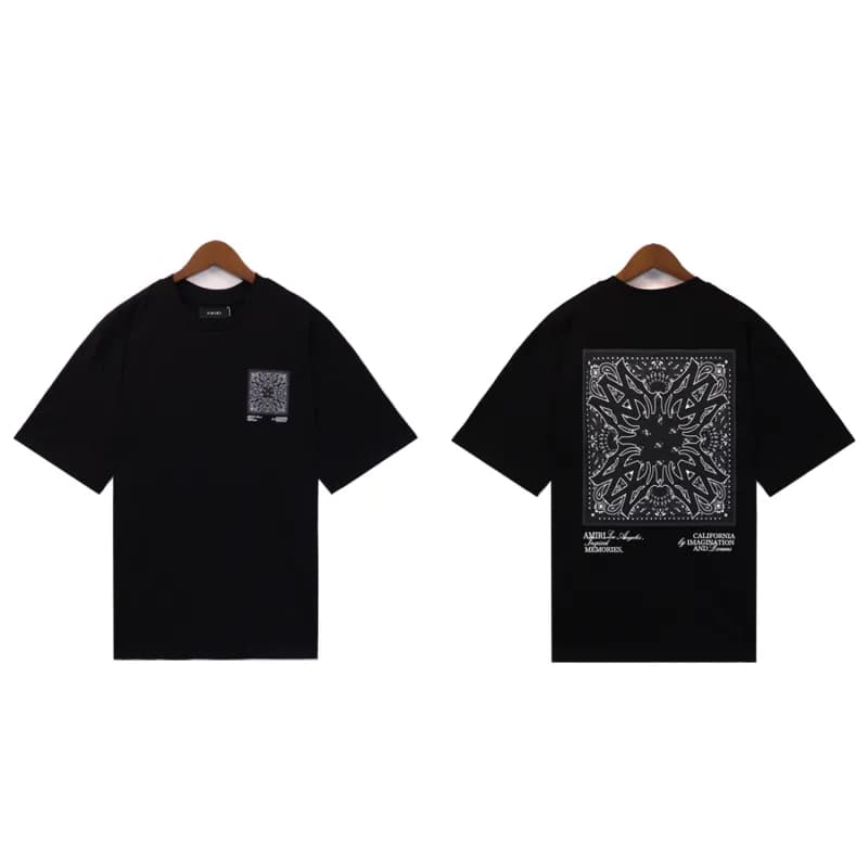 Amiri Bandana Graphic Tee Black with White Bandana Print