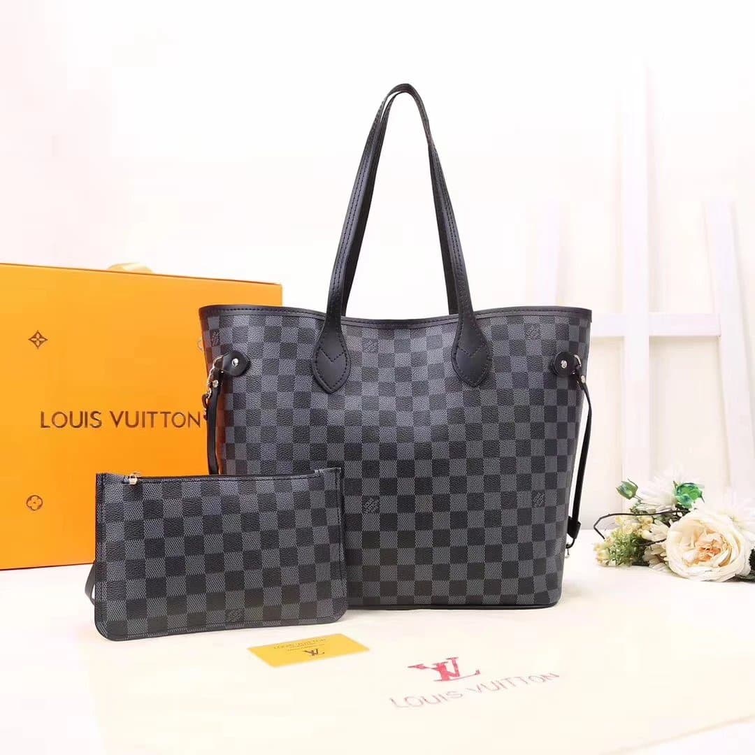 Louis Vuitton Neverfull MM Monogram Eclipse — 40156# 黑格