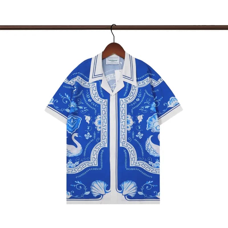 Casablanca Short-Sleeve Shirt Swan Print