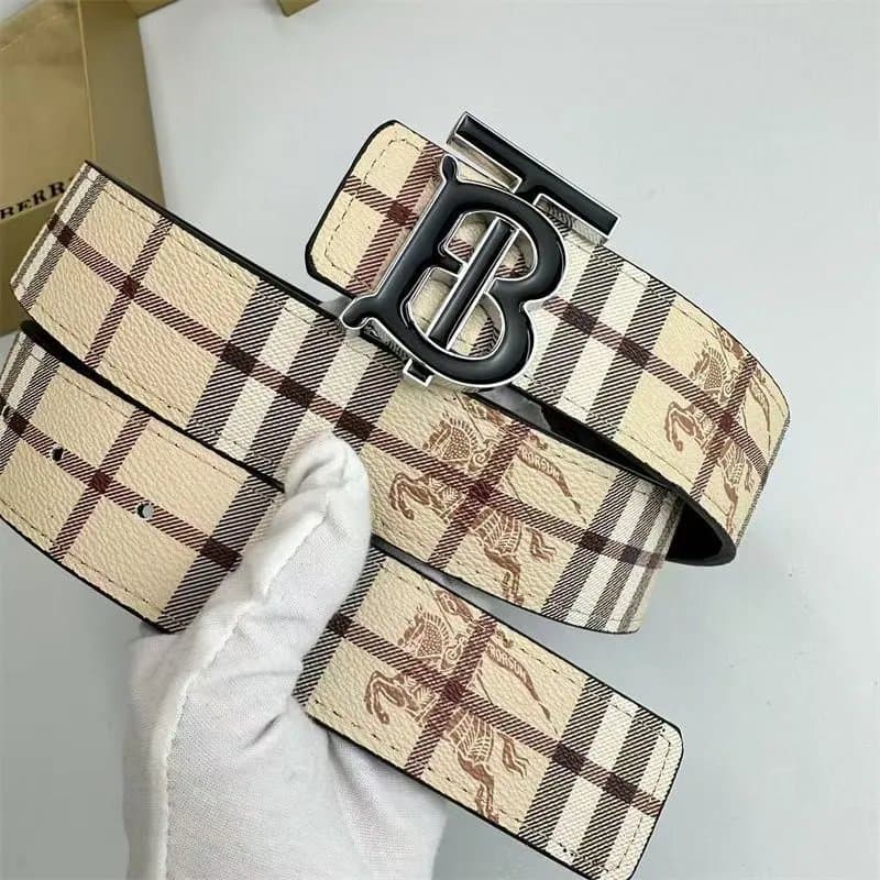 Burberry Check Print Belt Equestrian Knight Logo