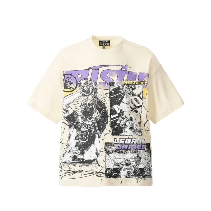 Hellstar Ribcage Tee Skeleton Print — HE709杏色