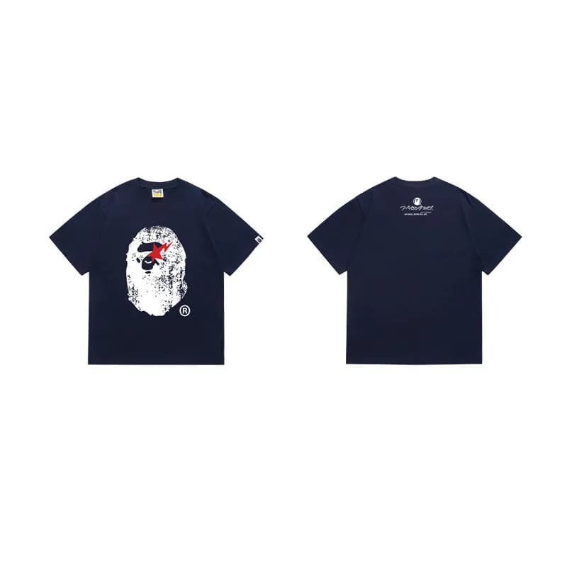 BAPE × Fragment Design Ape Head Tee Distressed Ape Head