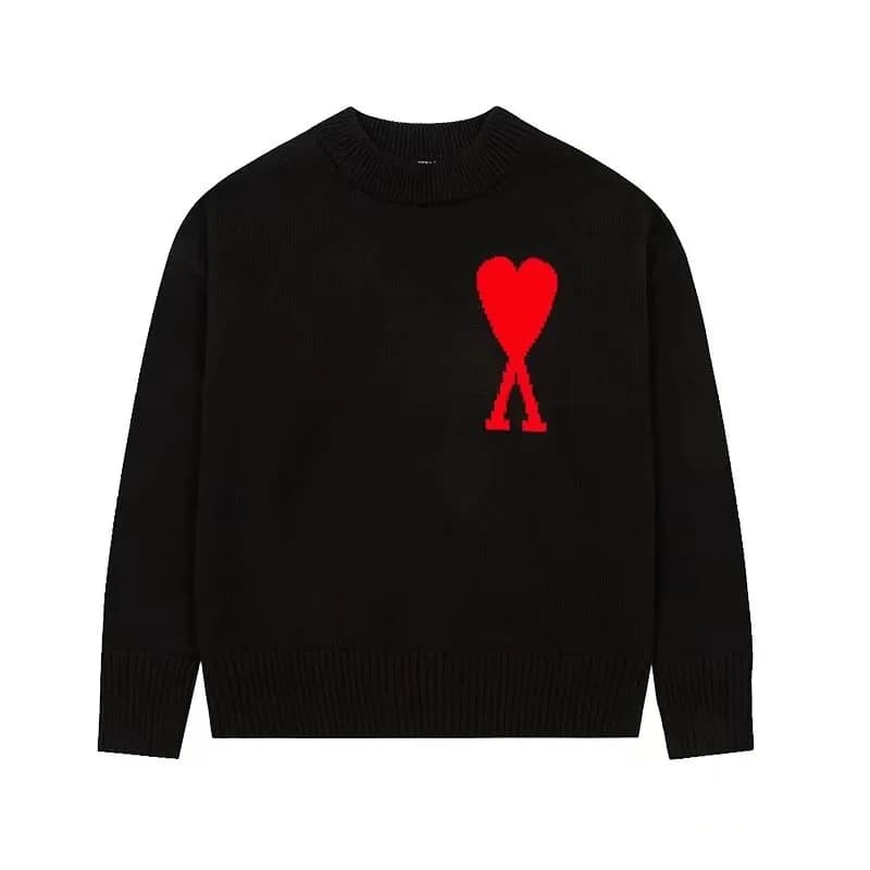 AMI Paris Knit Sweater Heart Logo — 黑色1