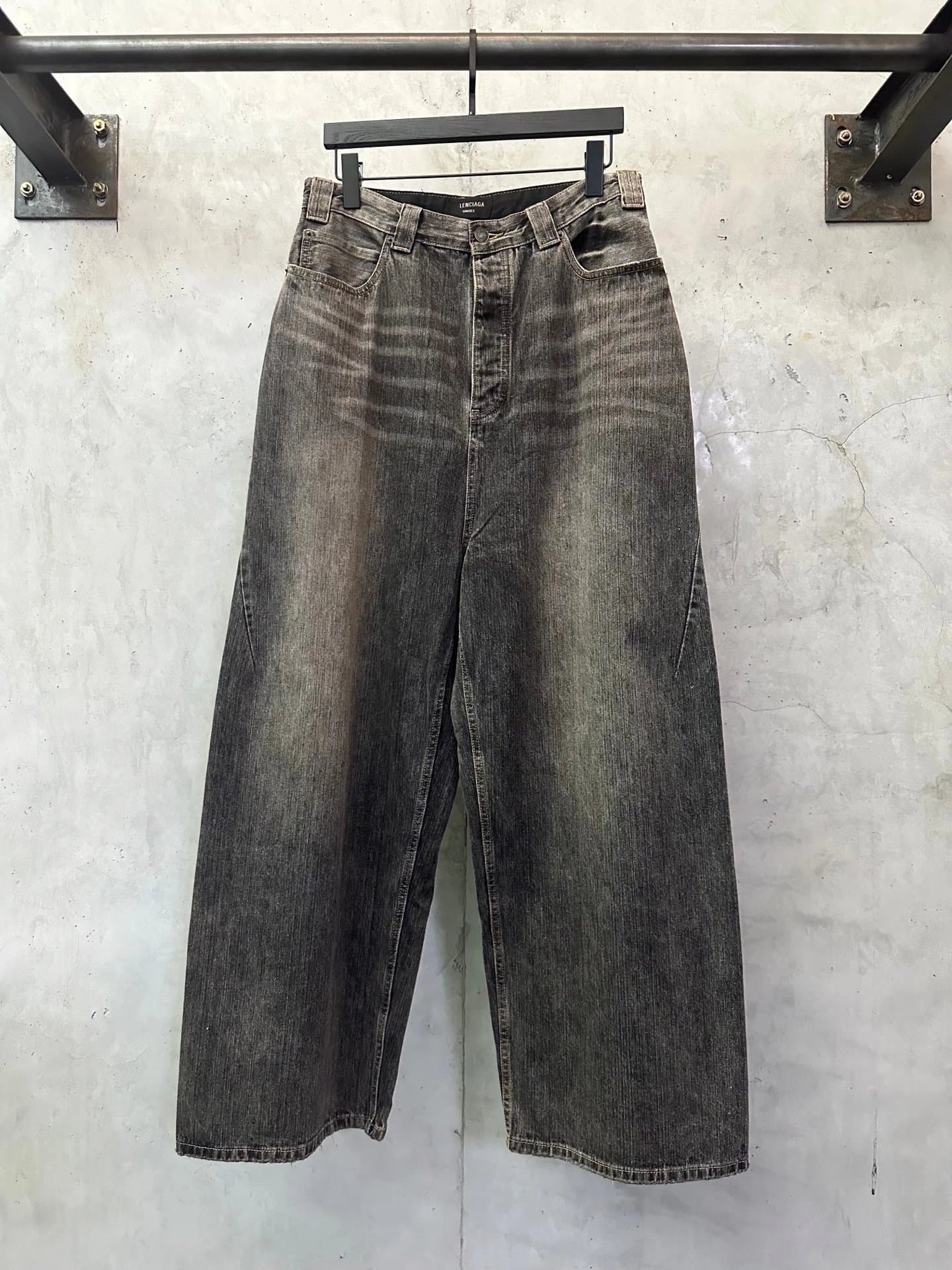 Balenciaga Wide-Leg Jeans Distressed Wash
