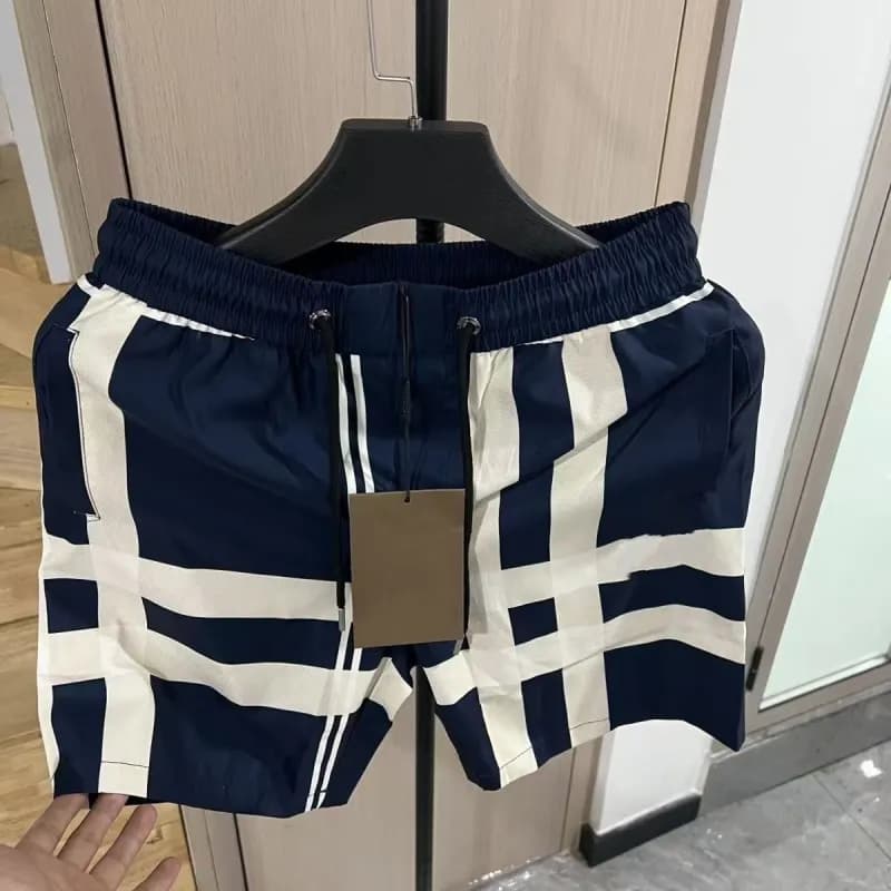 Burberry Checkered Shorts Navy and White Stripe
