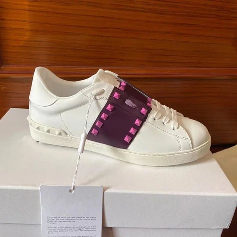 Valentino Rockstud Low Stud Strap — 紫色金色铆钉  23