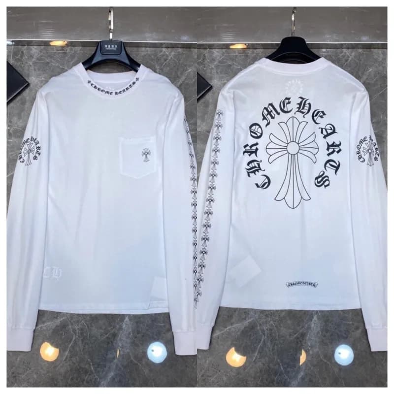 Long Sleeve Pocket Tee Chrome Hearts Cross Print