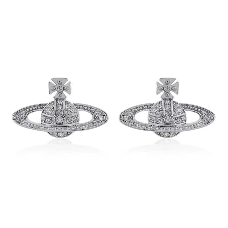 Vivienne Westwood Orb Stud Earrings Pave Crystal — 银色