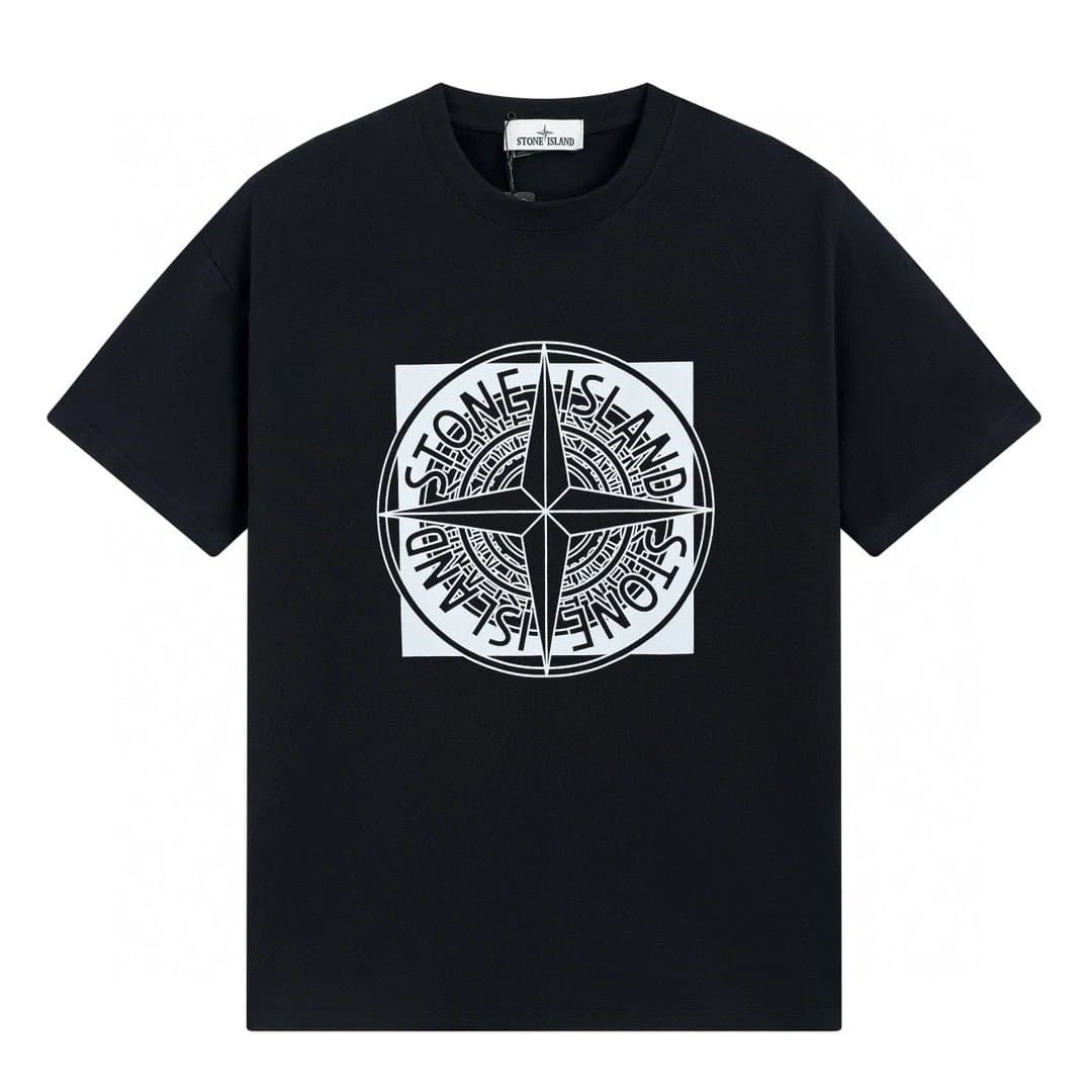 Stone Island Compass Logo T-Shirt Split Compass Print — 23