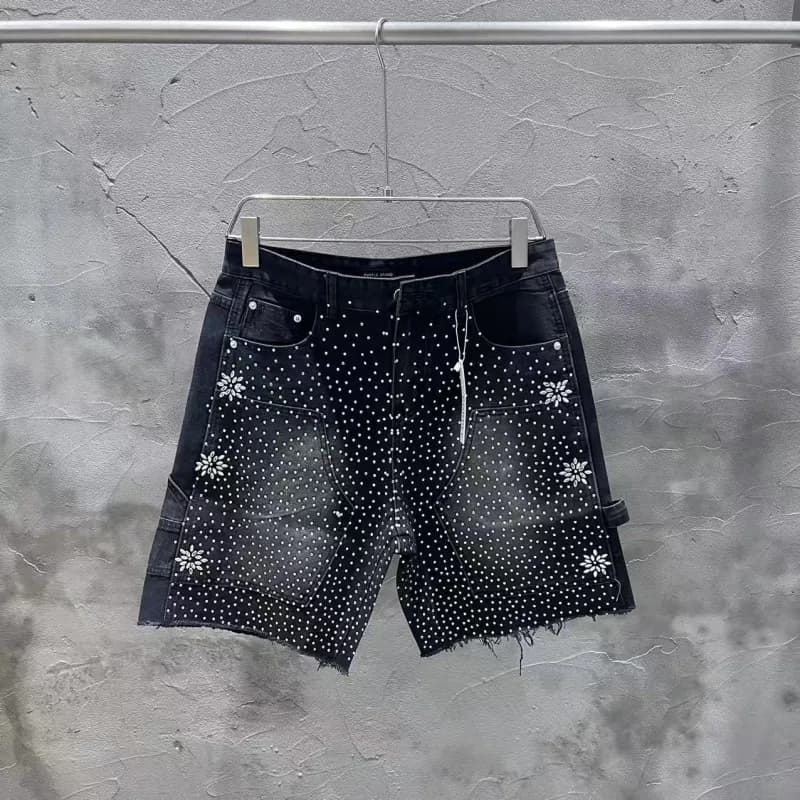 Denim Tears Denim Shorts Floral Dot Embroidery