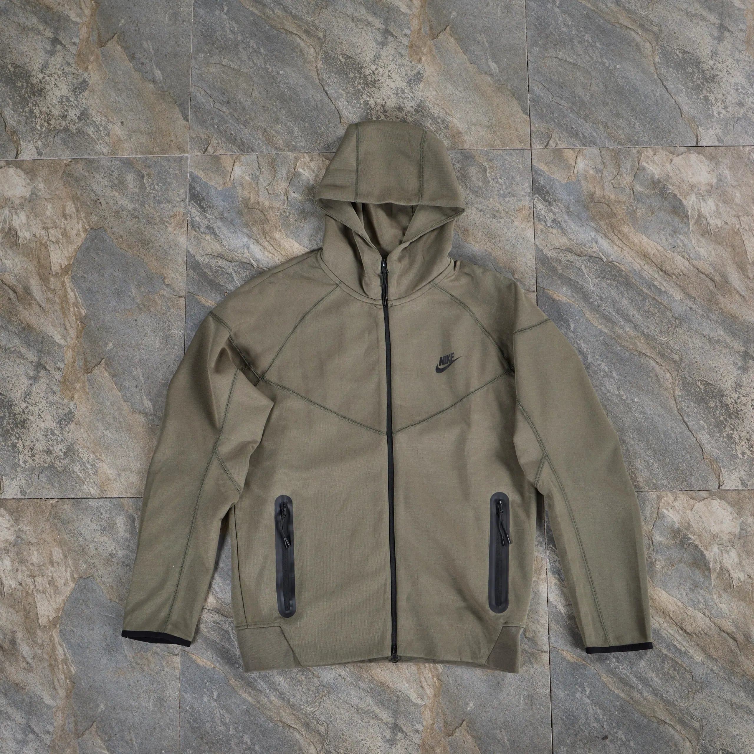 Nike Tech Fleece Hoodie Black/Heather Grey — 绿色上衣