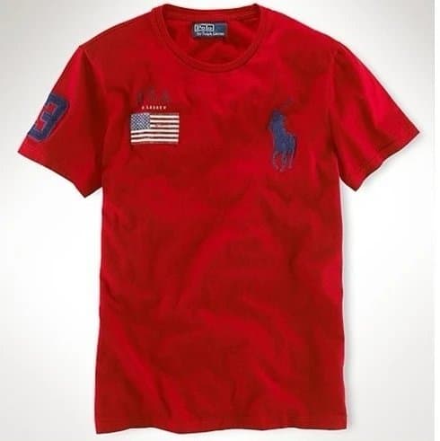 Polo Ralph Lauren Polo Tee USA Flag Patch — USA- red