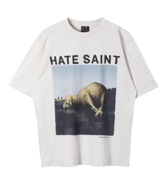 Saint Laurent Graphic T-Shirt Hate Saint Print