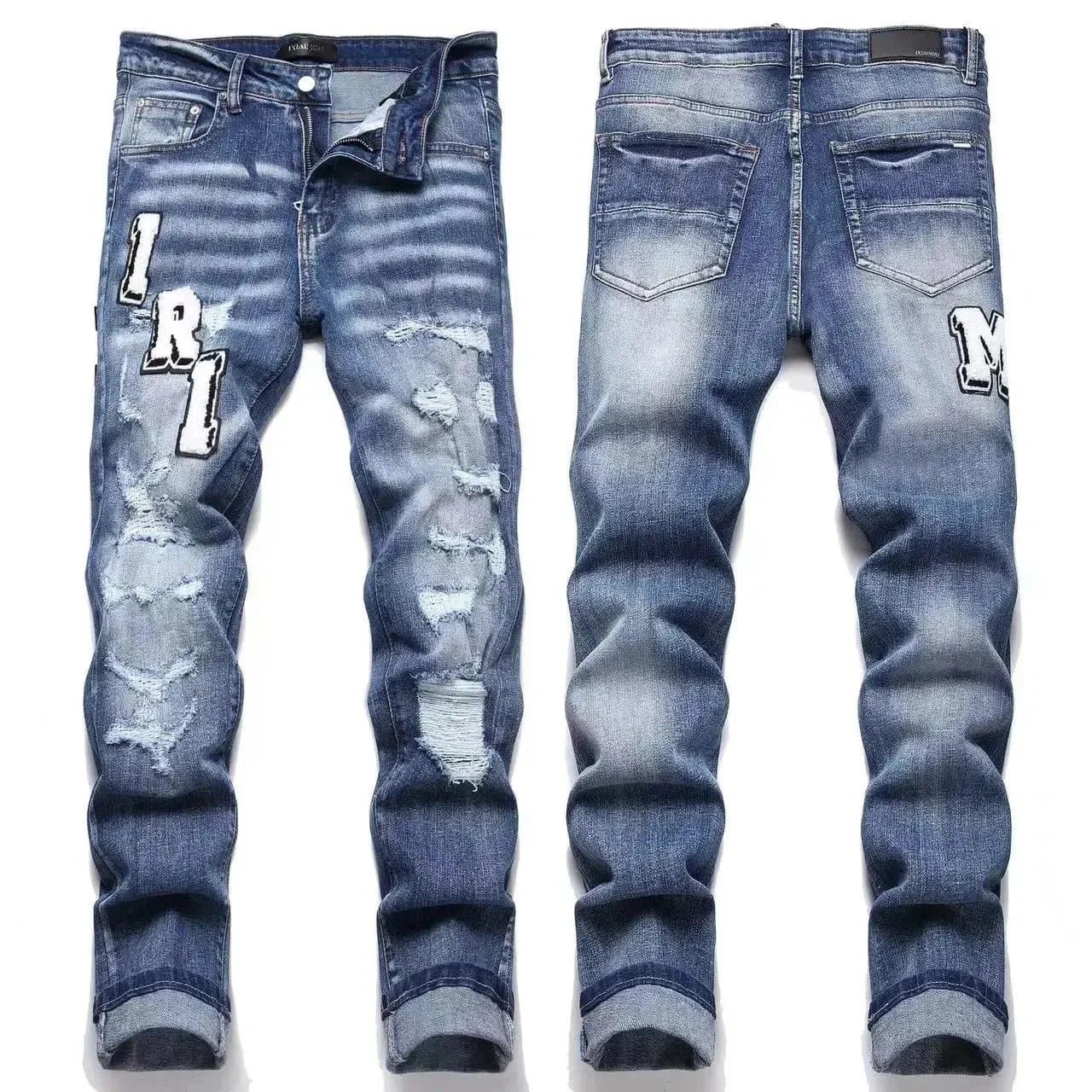 Balenciaga Distressed Logo Jeans I R I Patch