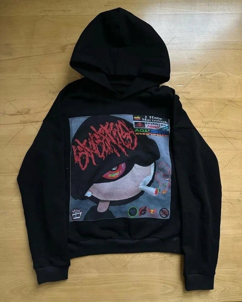 Travis Scott Hoodie Distorted Face Graphic — 黑色05