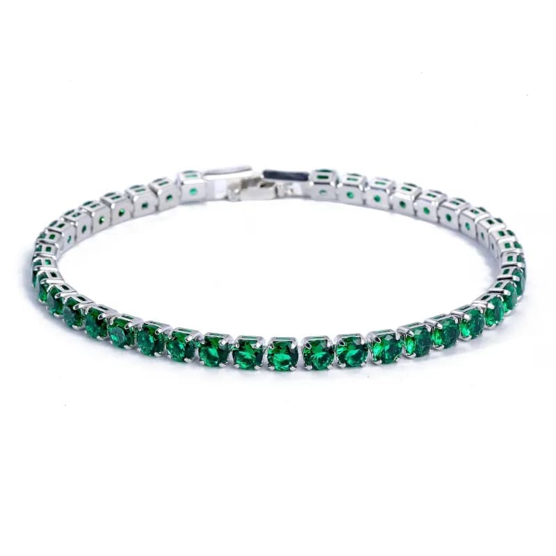 Tennis Bracelet Emerald-Cut Green Stone