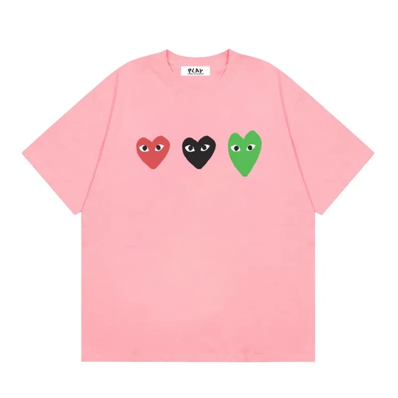 Comme des Garçons Heart Logo T-Shirt Light Blue with Red Heart — 20 pink