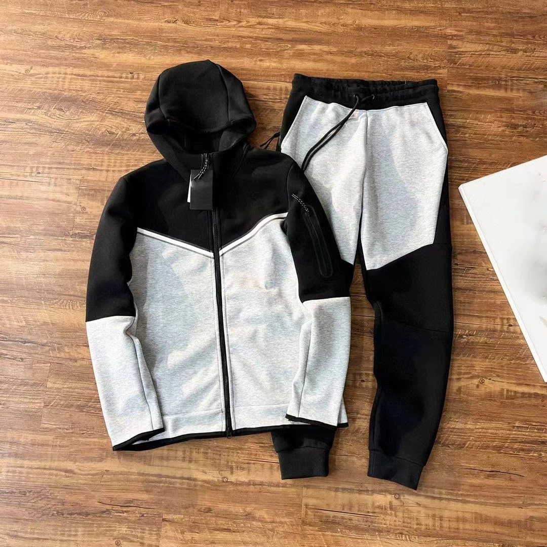 Nike Tech Fleece Hoodie and Joggers Black/Heather Grey