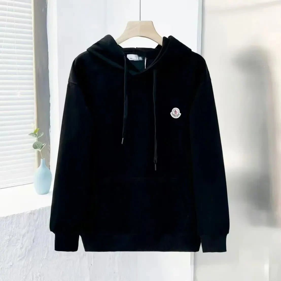 Moncler Velvet Hoodie Logo Patch