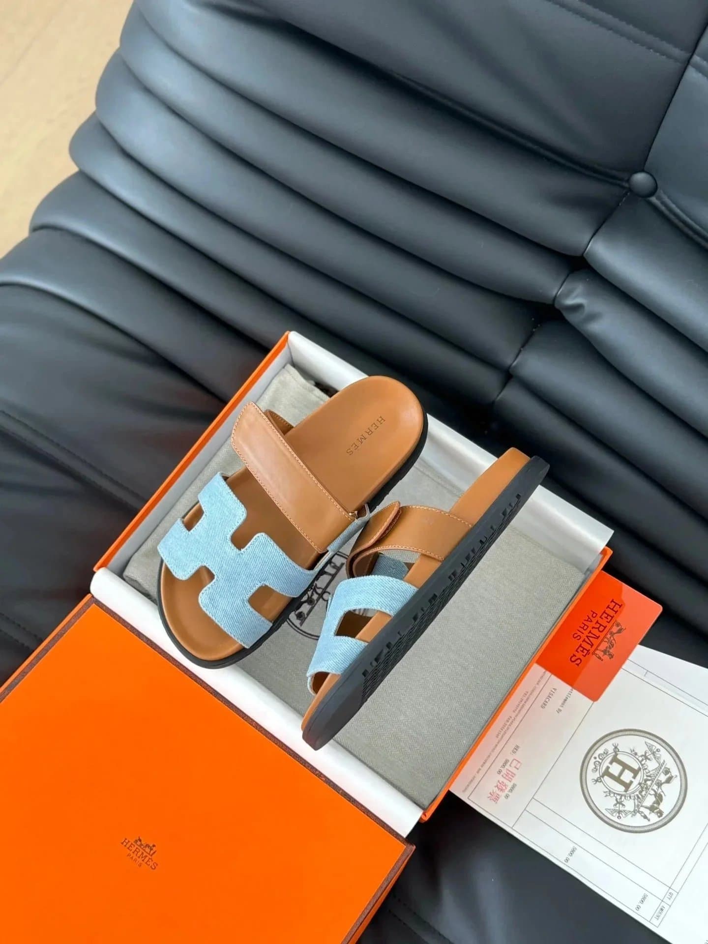 Hermès Oran Sandal Denim H Logo