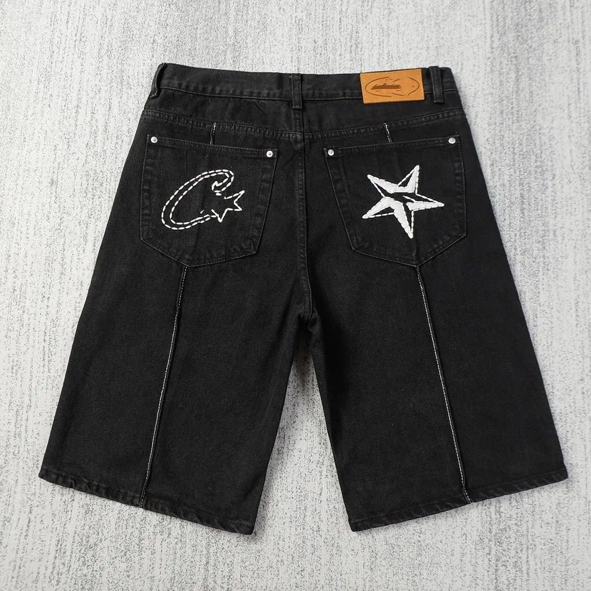 Corteiz Denim Shorts Star & C Logo Embroidery