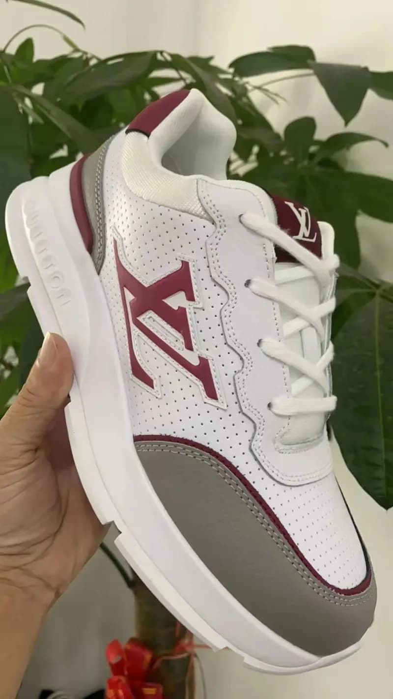 Louis Vuitton LV Trainer White Burgundy Grey