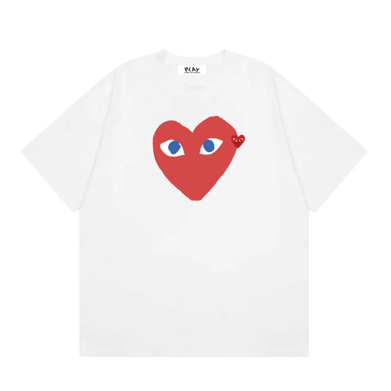 Comme des Garçons Heart Logo T-Shirt Light Blue with Red Heart — 13 white