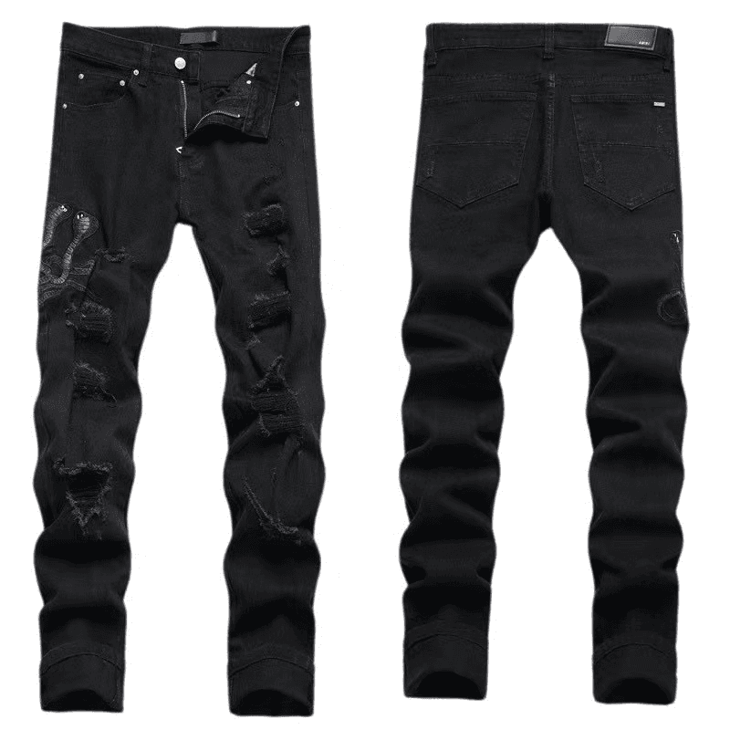 Amiri Distressed Patchwork Jeans Custom Print Patch — 40
