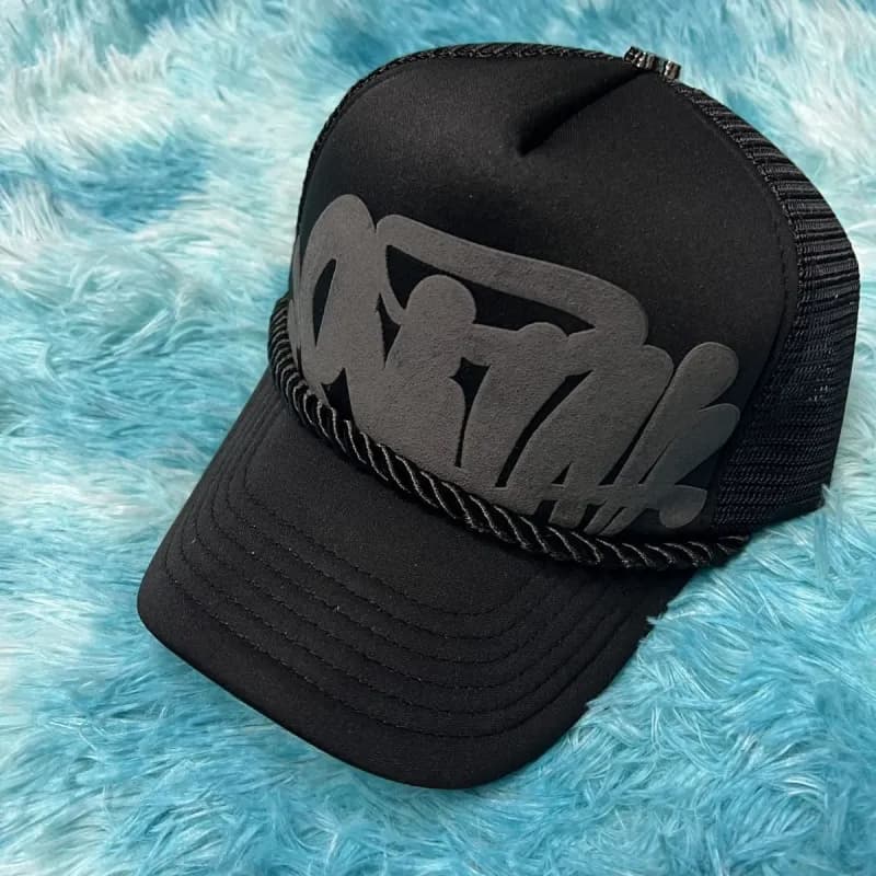 Sp5der Trucker Cap 3D Logo Rope Trim — 海绵粗绳黑灰