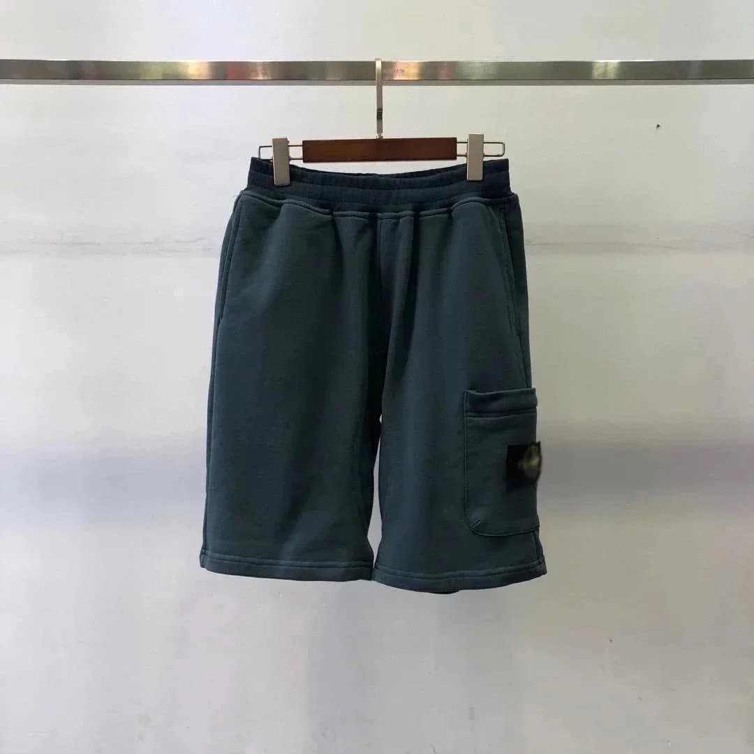 Stone Island Hooded Sweatshirt Patch Logo — 宝蓝色短裤