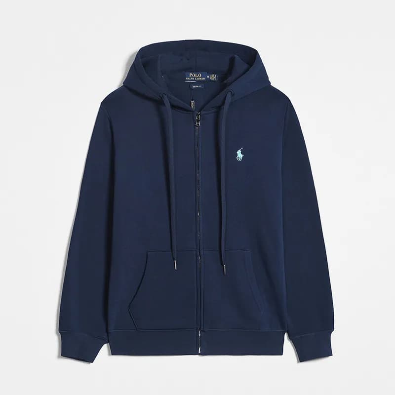 Polo Ralph Lauren Full-Zip Hoodie Classic Fit — Zipper navy white label