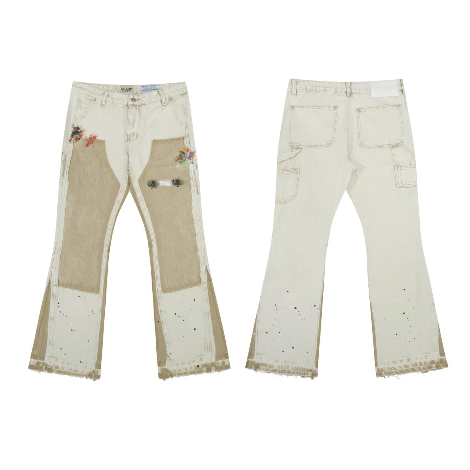 Levi's Flared Jeans Two-Tone Patchwork — 653水洗卡其