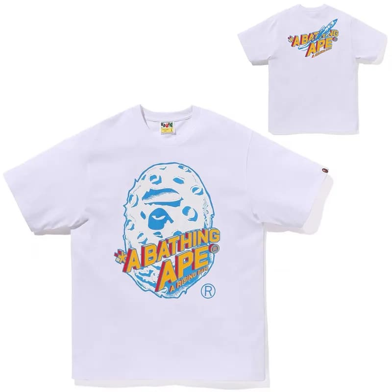 BAPE A Bathing Ape Tee Camouflage Ape Head — Light blue 5220 white