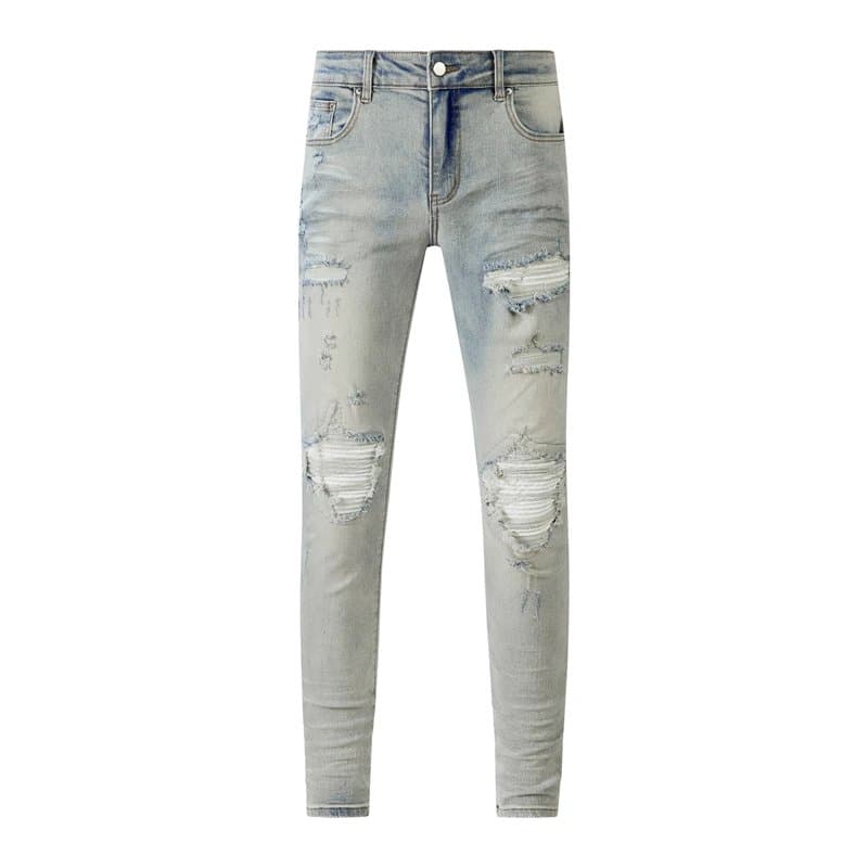 Amiri Distressed Slim Fit Jeans Black Destroyed — A5