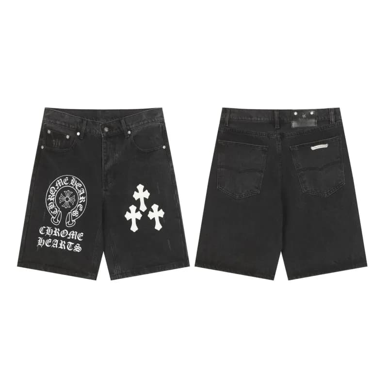 Chrome Hearts Denim Shorts Cross Logo Print