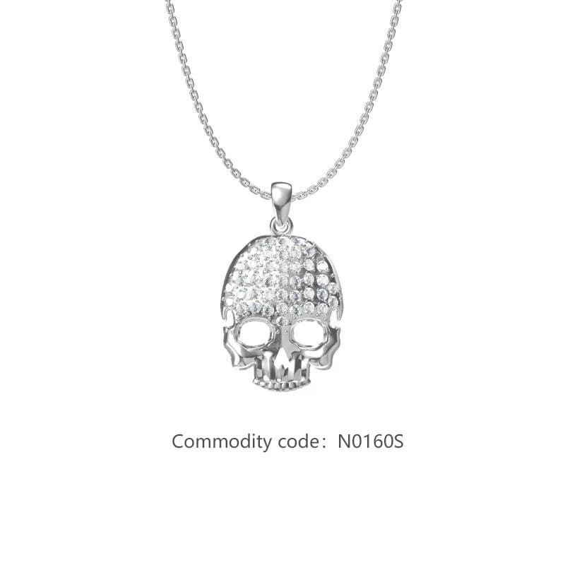Chrome Hearts Skull Pendant Pave Crystal — 钢色N0160S