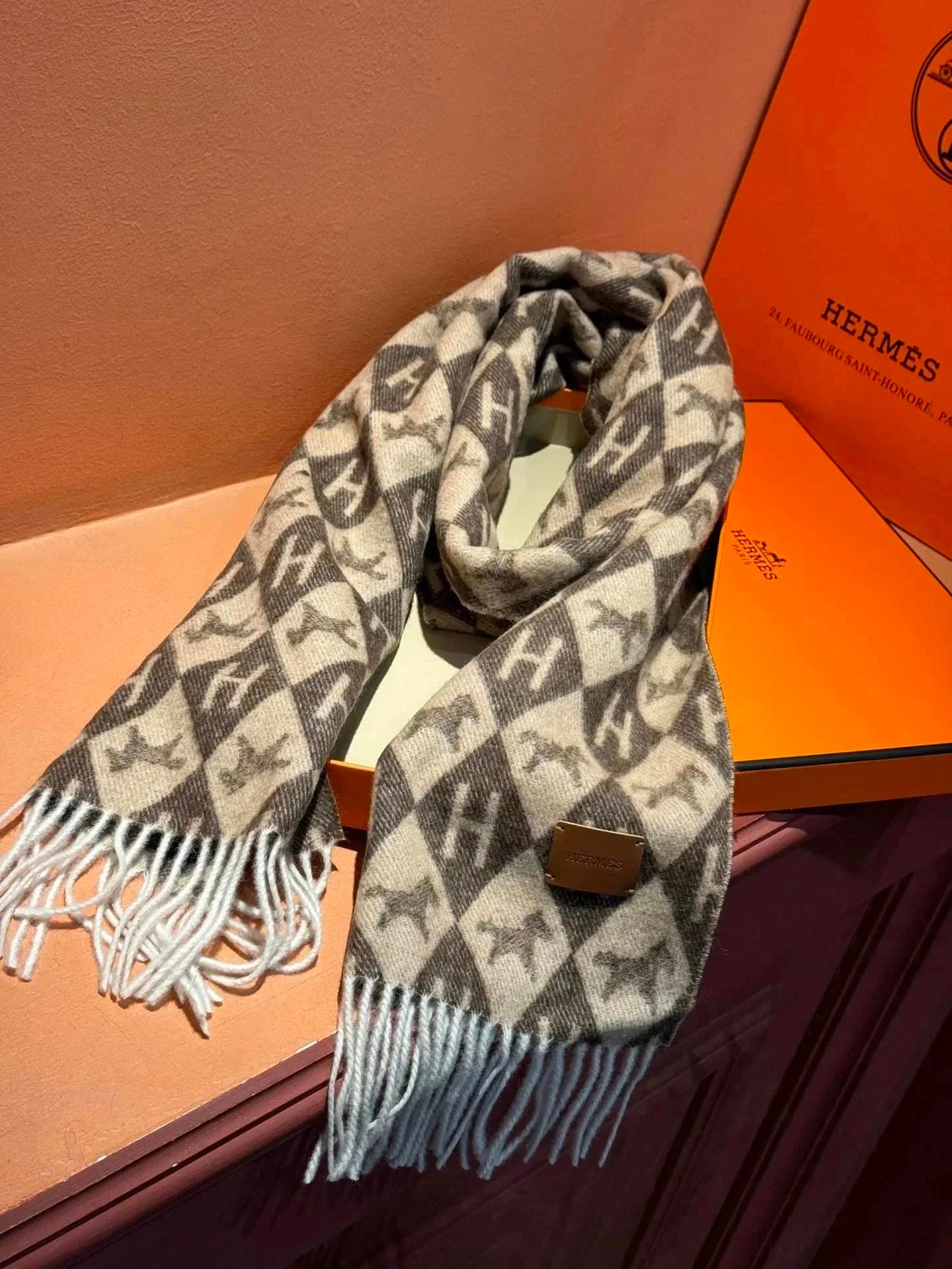 Hermès H Twill Scarf H Logo Check